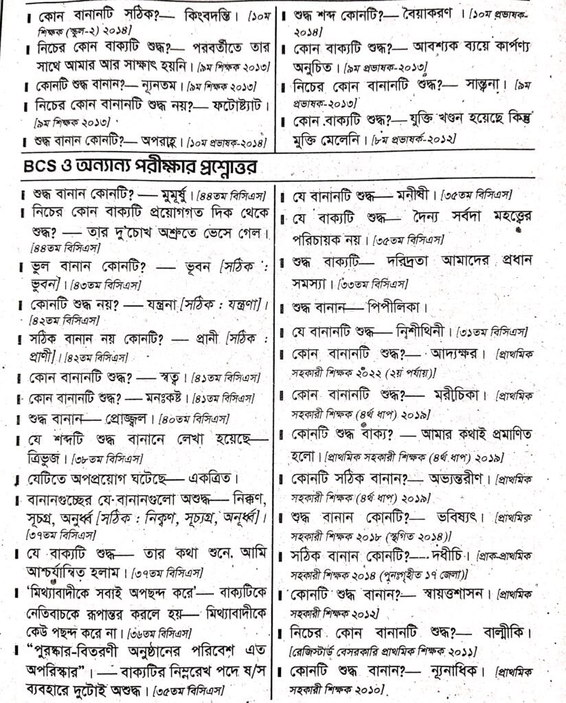 NTRCA শিক্ষক নিবন্ধন বাংলা ভুল সংশোধন বা শুদ্ধকরণ