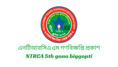 এনটিআরসিএ ৫ম গণবিজ্ঞপ্তি প্রকাশ ২০২৪ | NTRCA 5th gono biggopti